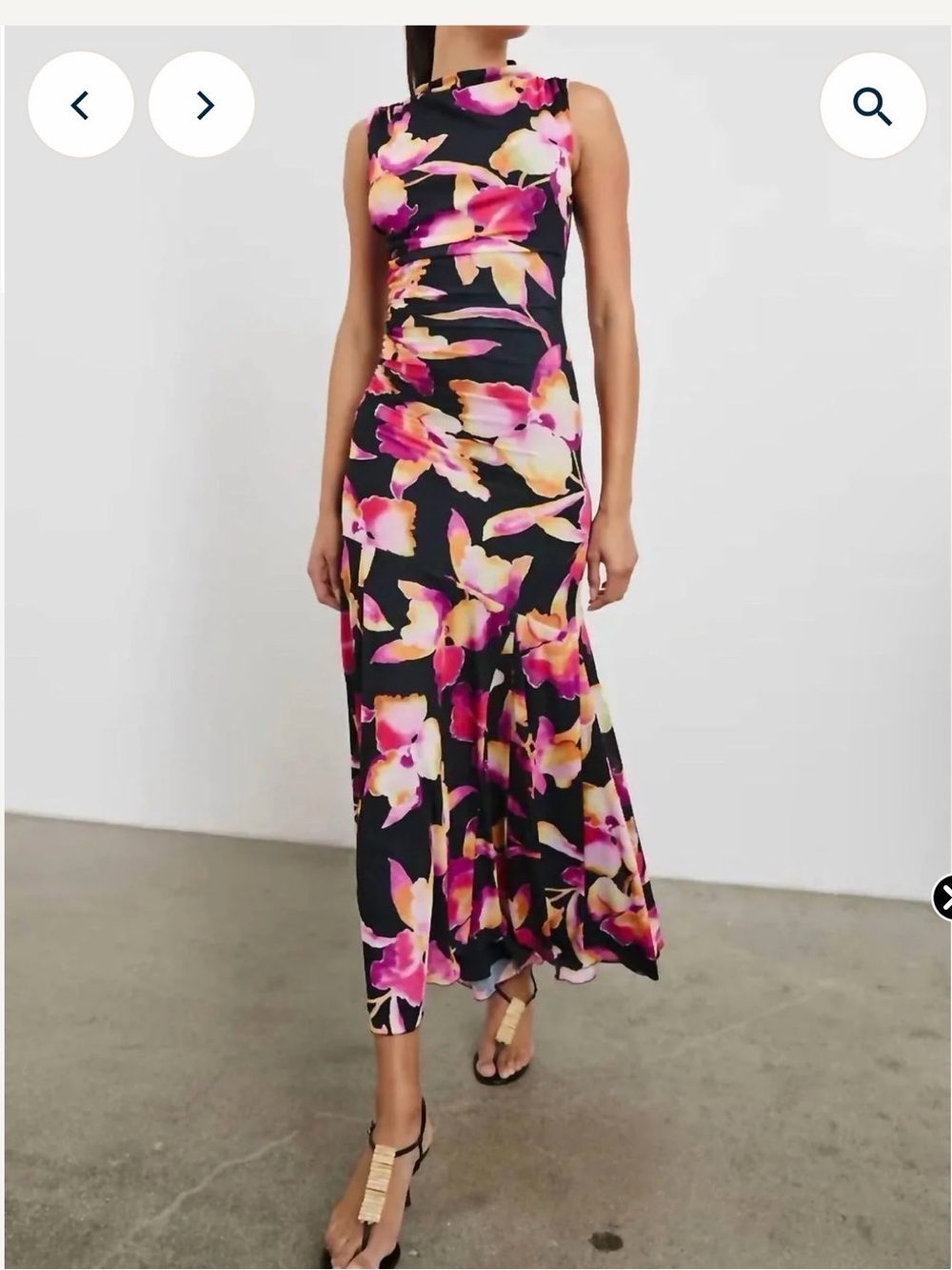 NWT Rails Cosmos Dusk Orchid Floral Ruched Maxi Dress Small